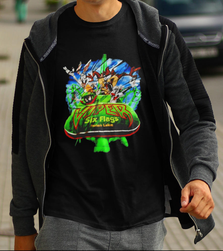 Viper Six Flags Darien Lake Looney Tunes Bugs Bunny Taz Sylvester T-Shirt