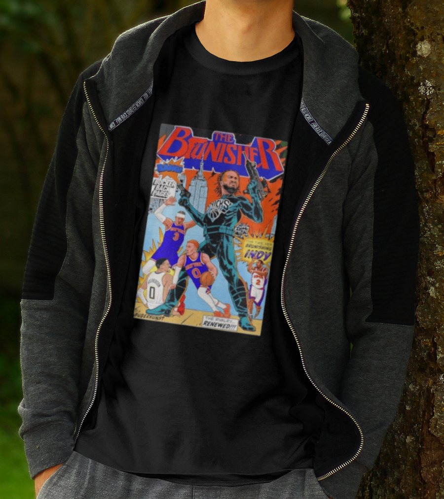 Knicks Comic Crossover The Brunisher Bocker Backpages Featuring Empire State Building T-Shirt