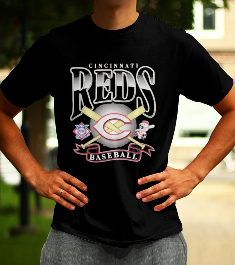 Cincinnati Reds Baseball Crossed Bats Mascot Chrometown Collection T-Shirt