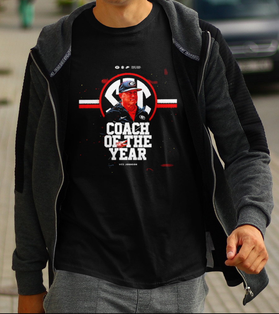 SEC Wes Johnson Coach Of The Year 2026 Georgia Bulldogs T-Shirt