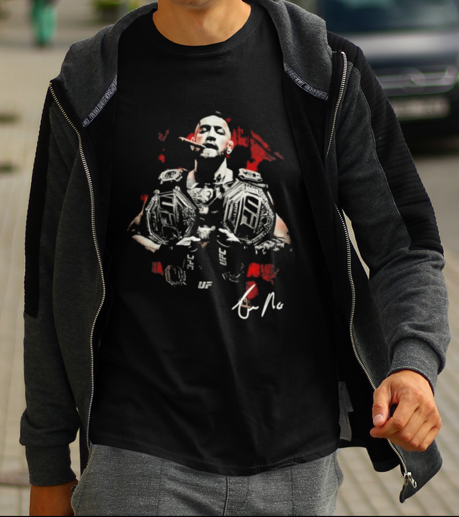 Conor McGregor Cigar UFC Champion Double Belt Signature T-Shirt