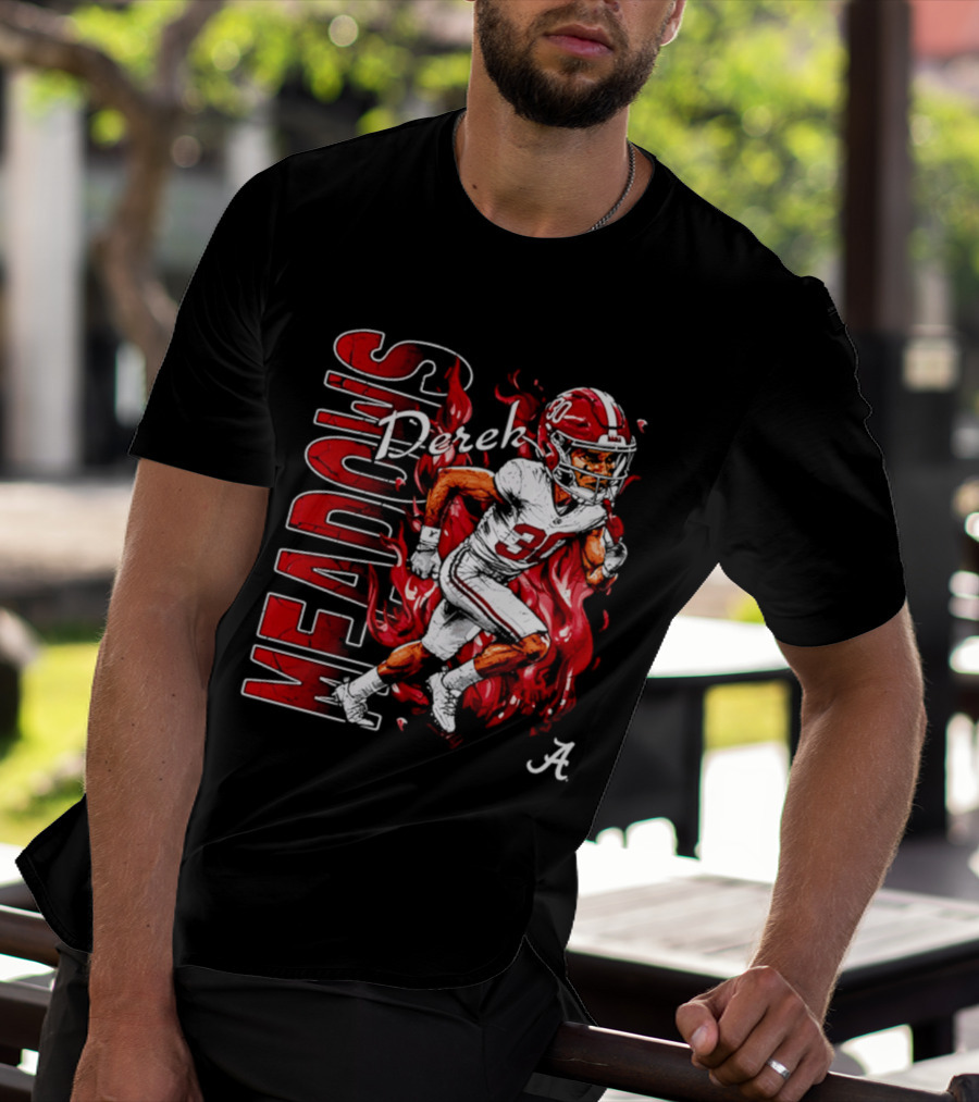 Derek Meadows Alabama Football NCAA Caricature Crimson Tide Player No. 30 T-Shirt