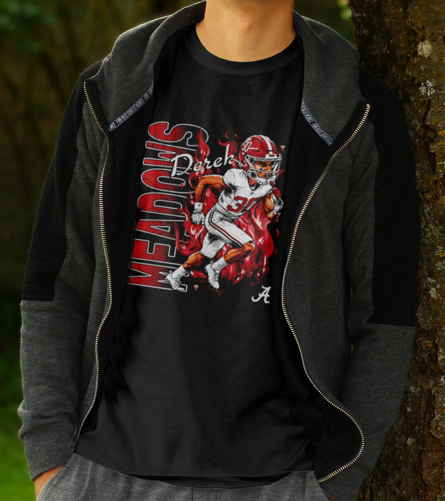 Derek Meadows Alabama Football NCAA Caricature Crimson Tide Player No. 30 T-Shirt
