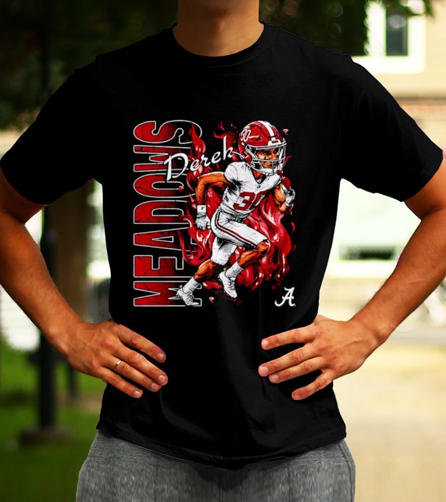 Derek Meadows Alabama Football NCAA Caricature Crimson Tide Player No. 30 T-Shirt