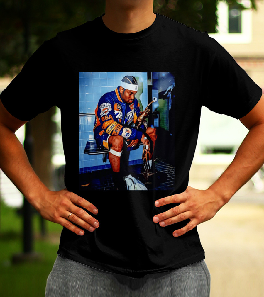 OKC Thunder Shai Gilgeous Alexander Back 2 Back MVP 2026 Locker Room Photo T-Shirt