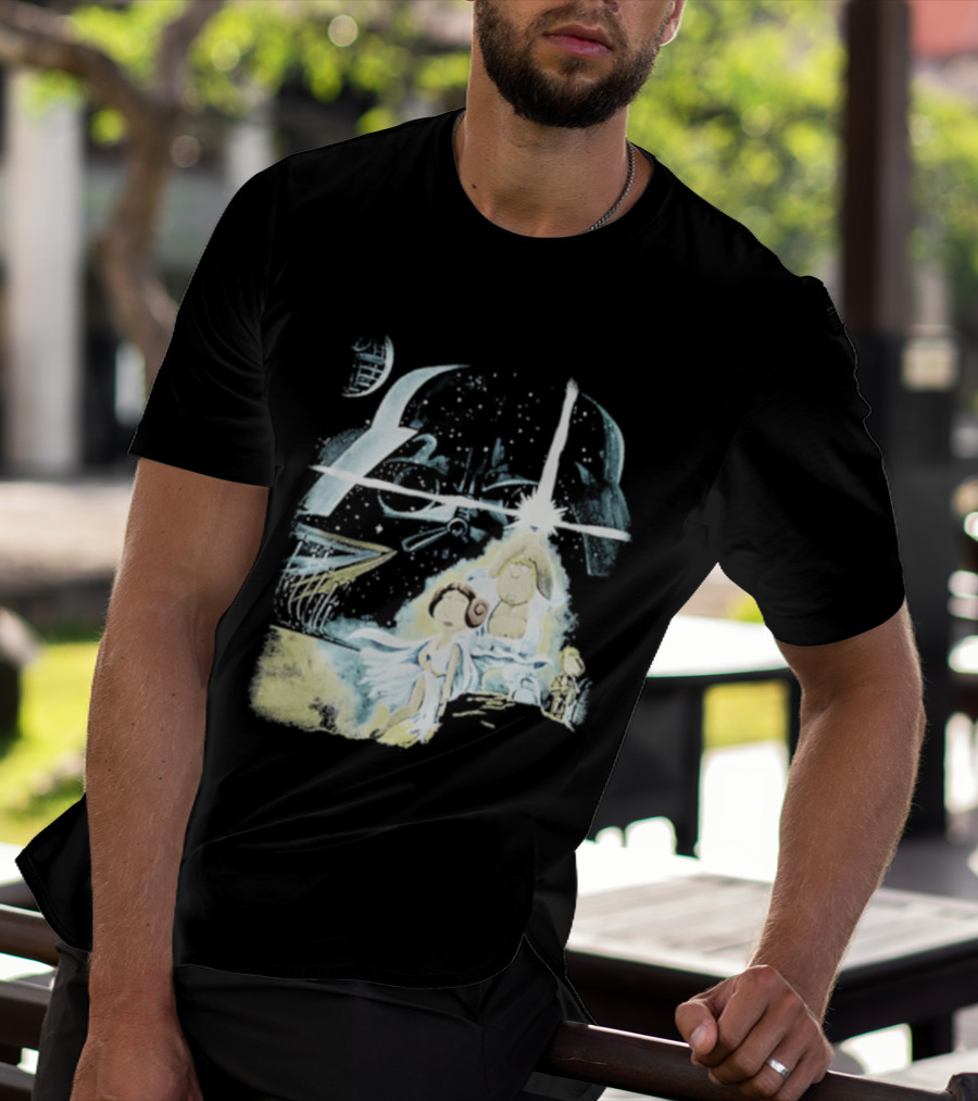 Star Wars Family Guy Princess Leia Lightsaber Spaceship Moon T-Shirt