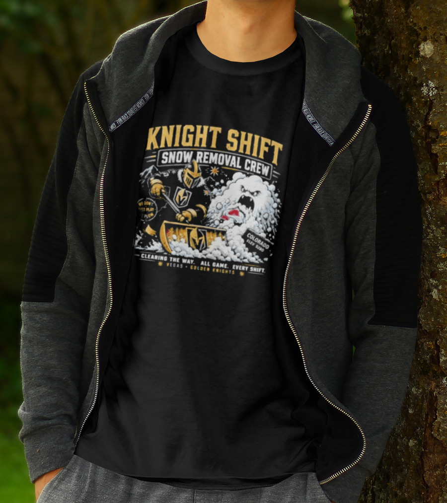 Vegas Golden Knights Knight Shift Snow Removal Crew Vs Colorado Avalanche Snow Battle T-Shirt