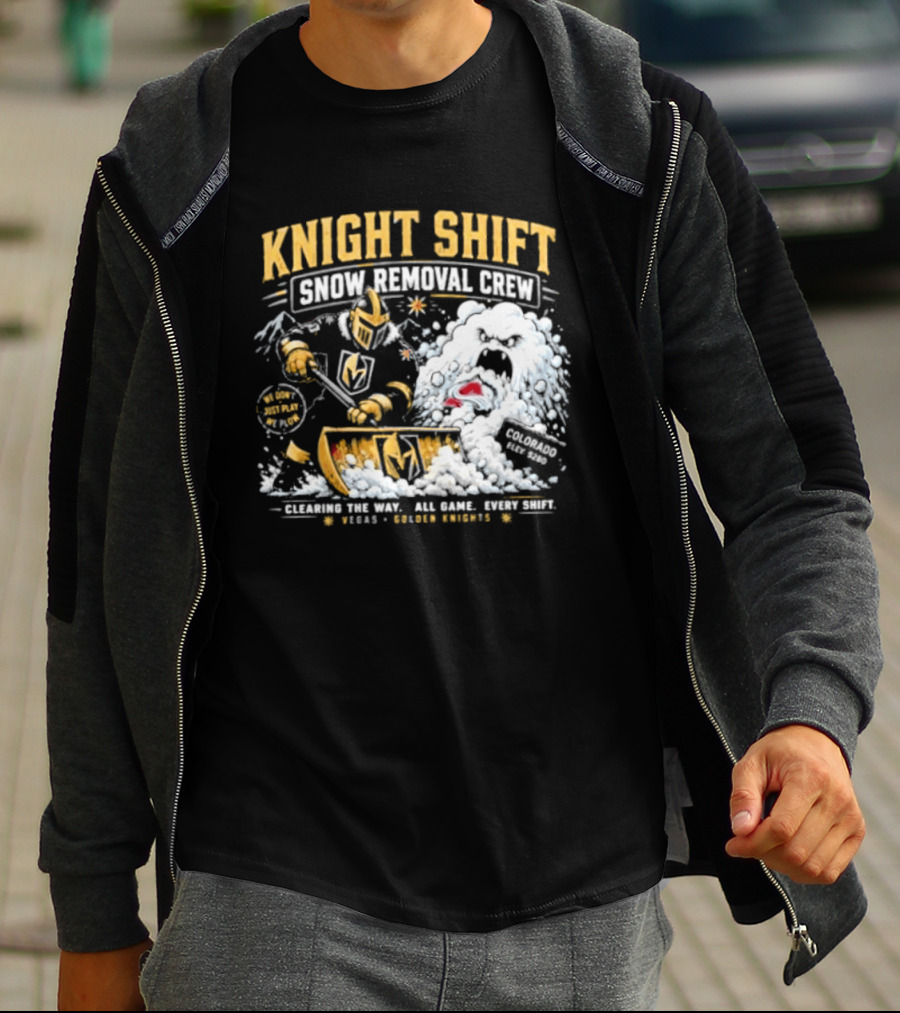 Vegas Golden Knights Knight Shift Snow Removal Crew Vs Colorado Avalanche Snow Battle T-Shirt