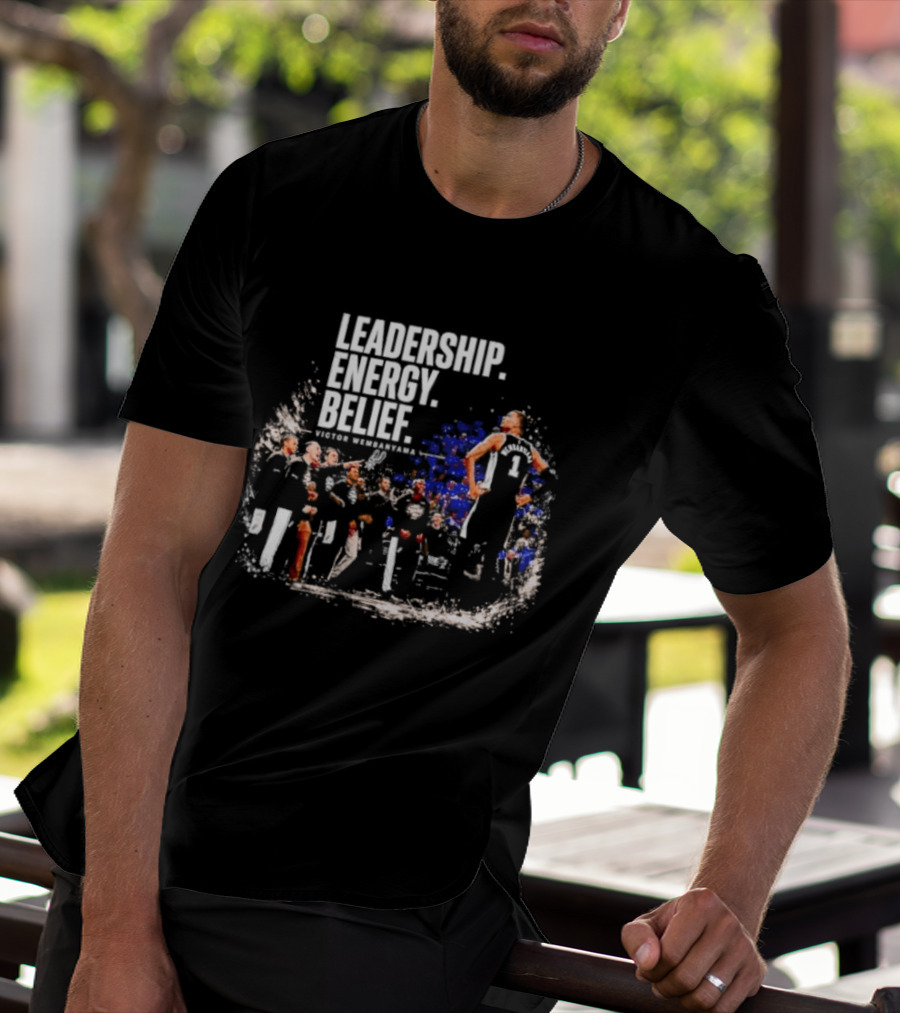 Leadership Energy Belief Victor Wembanyama Basketball Team Triumph T-Shirt