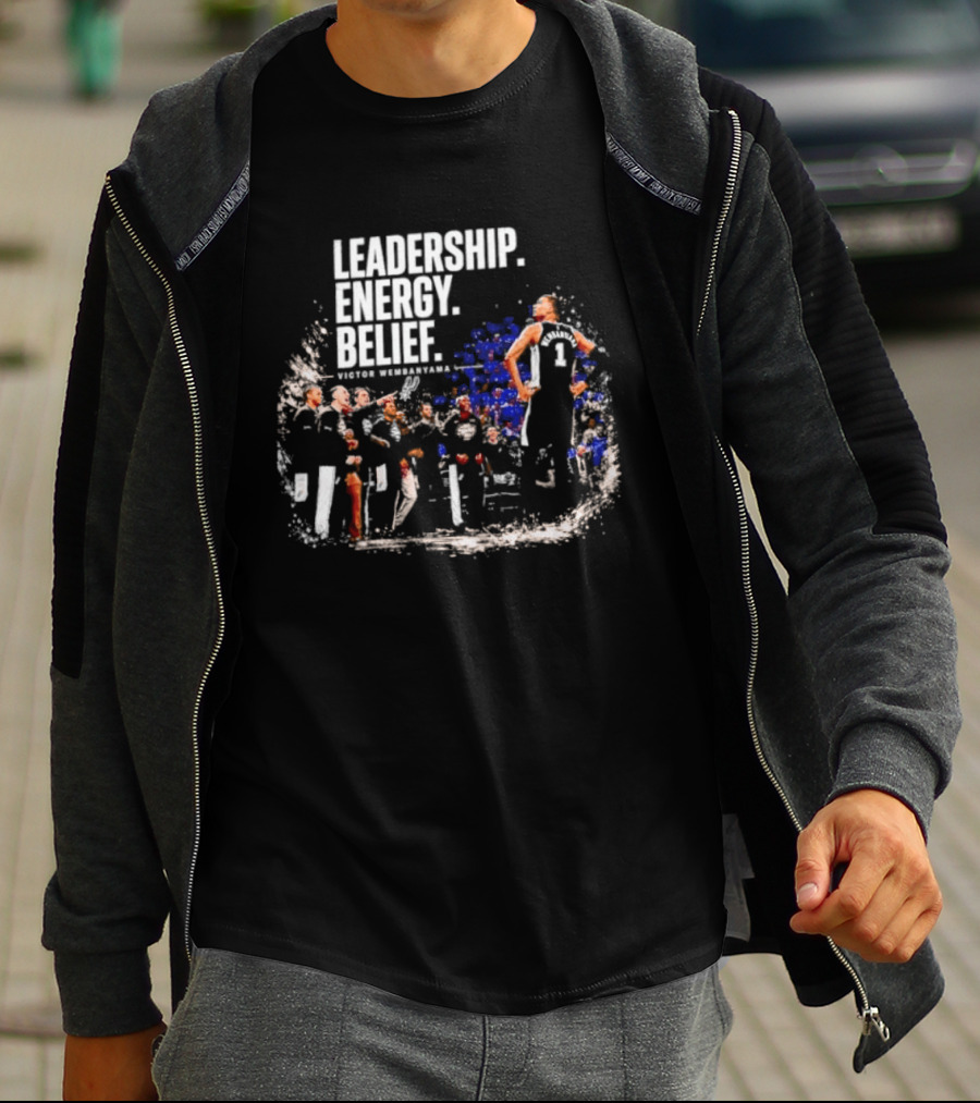 Leadership Energy Belief Victor Wembanyama Basketball Team Triumph T-Shirt