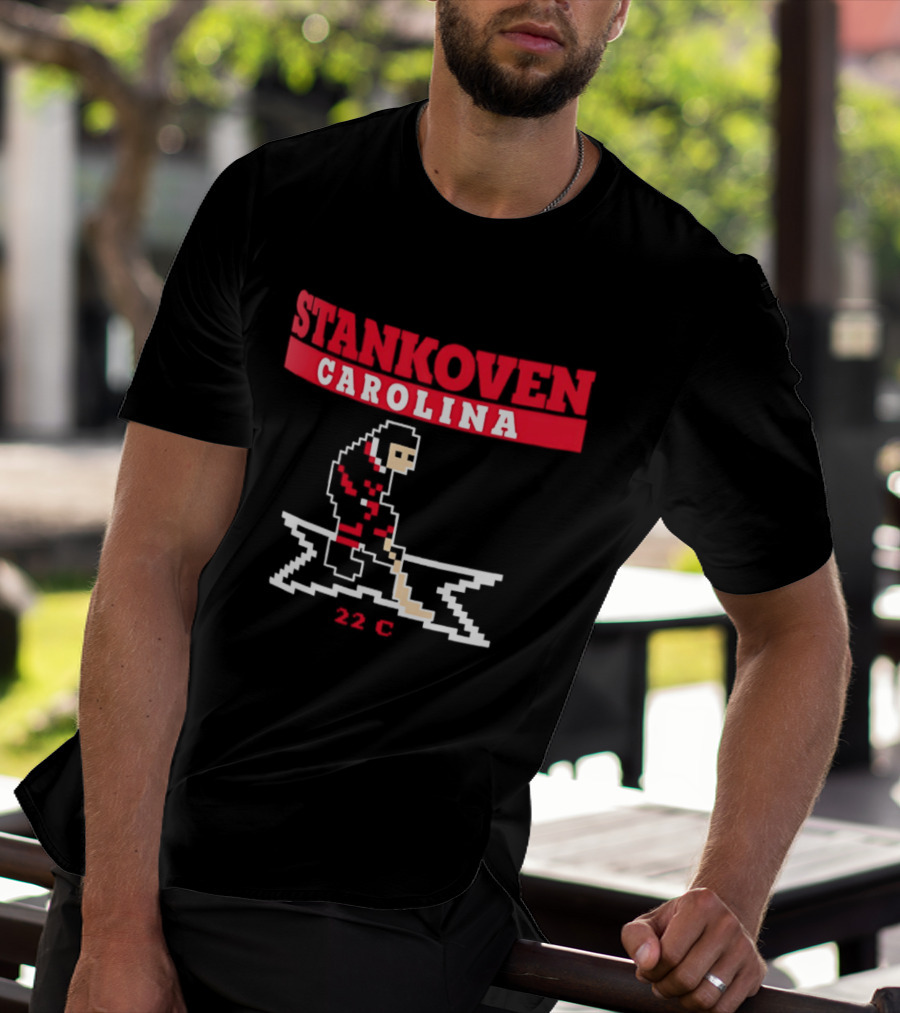 Logan Stankoven Carolina Hurricanes 22C Pixel Hockey T-Shirt