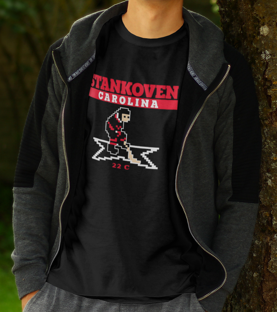 Logan Stankoven Carolina Hurricanes 22C Pixel Hockey T-Shirt