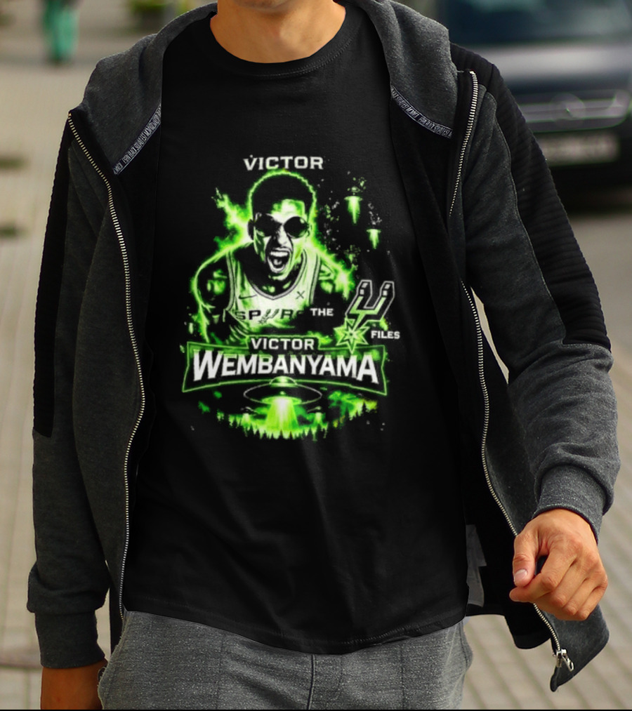 Victor Wembanyama Spurs Alien UFO Basketball 1 21 Timely Files T-Shirt