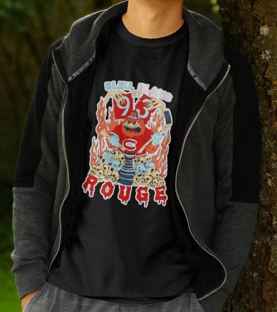 Bleu Blanc Et Rouge 93 Canadiens Hockey Monster T-Shirt