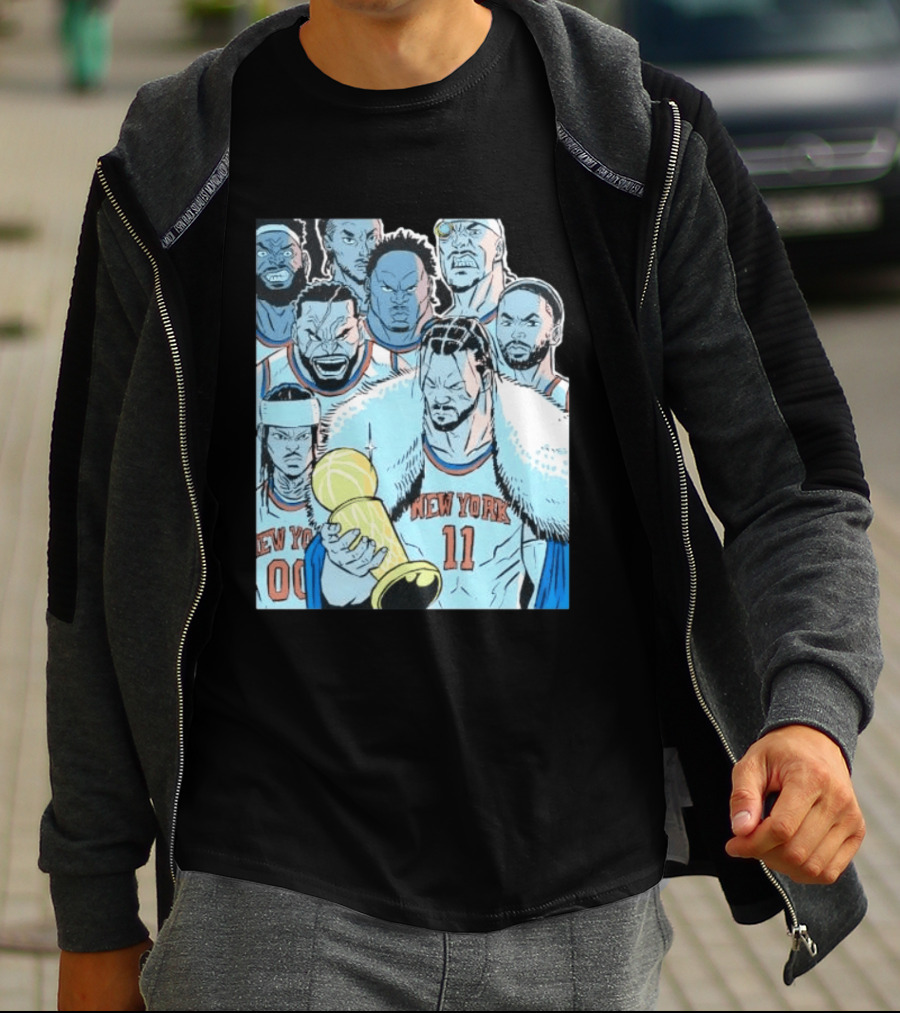 New York Knicks 2026 Invincible Indefensible Trophy Comic Style Basketball Team T-Shirt