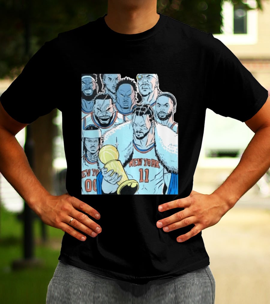 New York Knicks 2026 Invincible Indefensible Trophy Comic Style Basketball Team T-Shirt