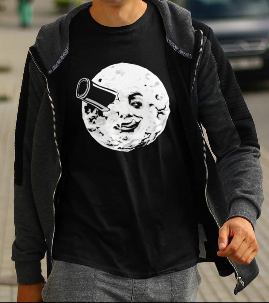 A Creamy Trip To The Moon Face Icon Rocket Classic Vintage Movie Scene T-Shirt