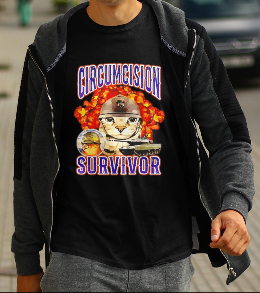 Circumcision Survivor Cat Explosion Tank Helmet T-Shirt