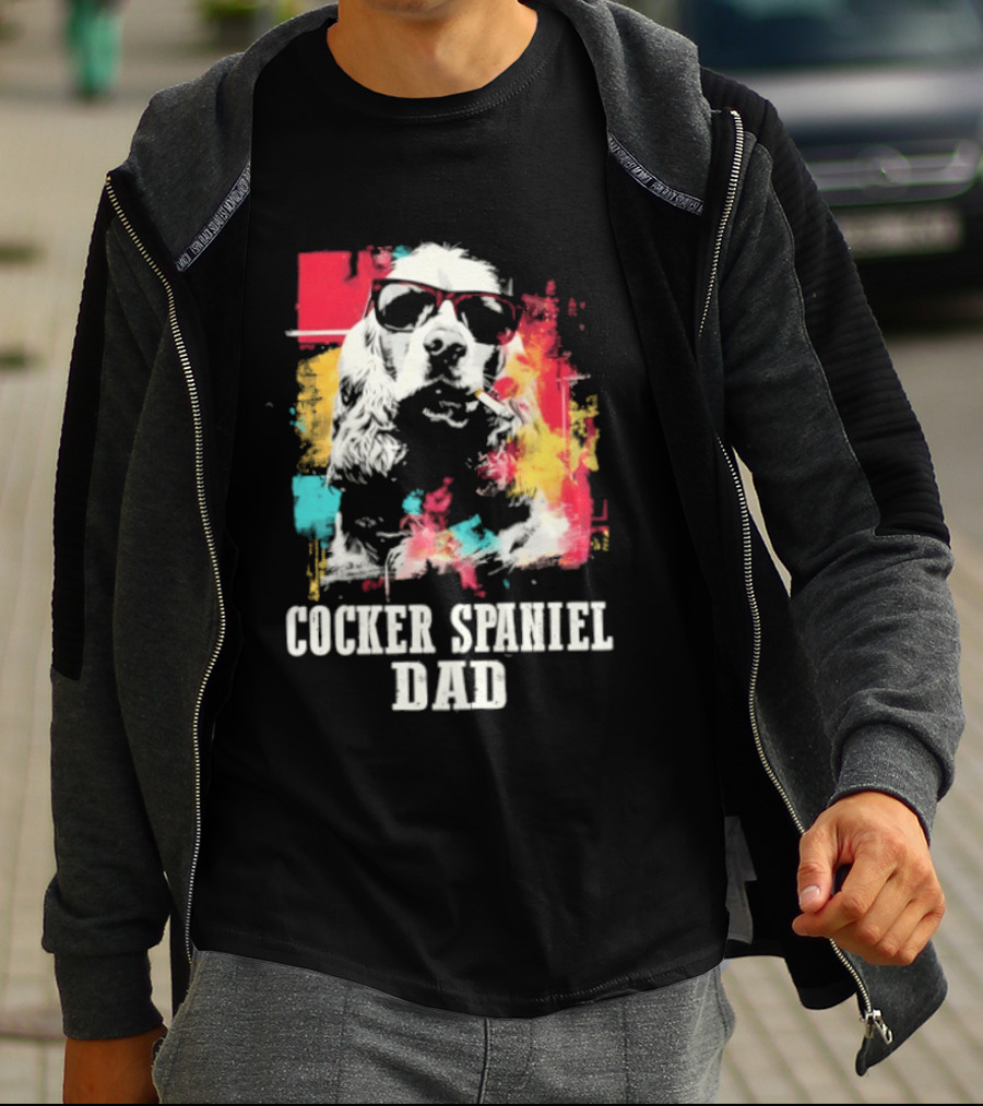 Cocker Spaniel Dad Colorful Sunglasses Father's Day 2026 T-Shirt