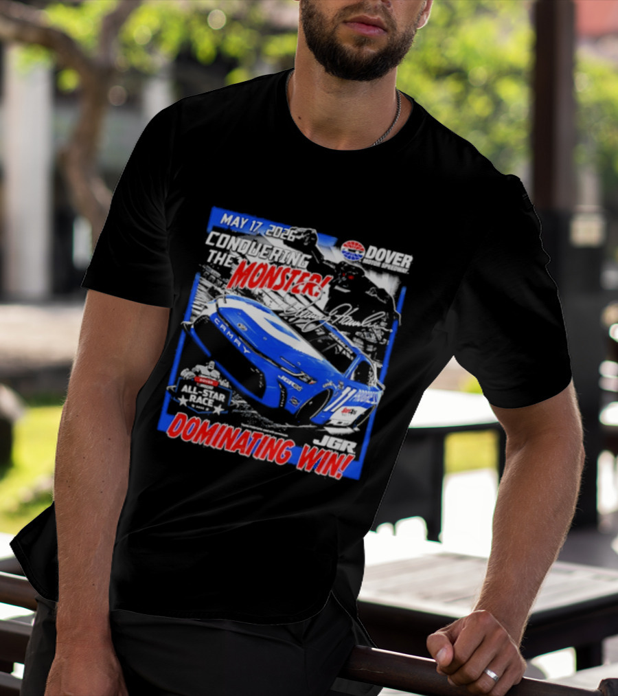 Denny Hamlin May 17 All Star Monster Dominating Win NASCAR Race Autographed T-Shirt