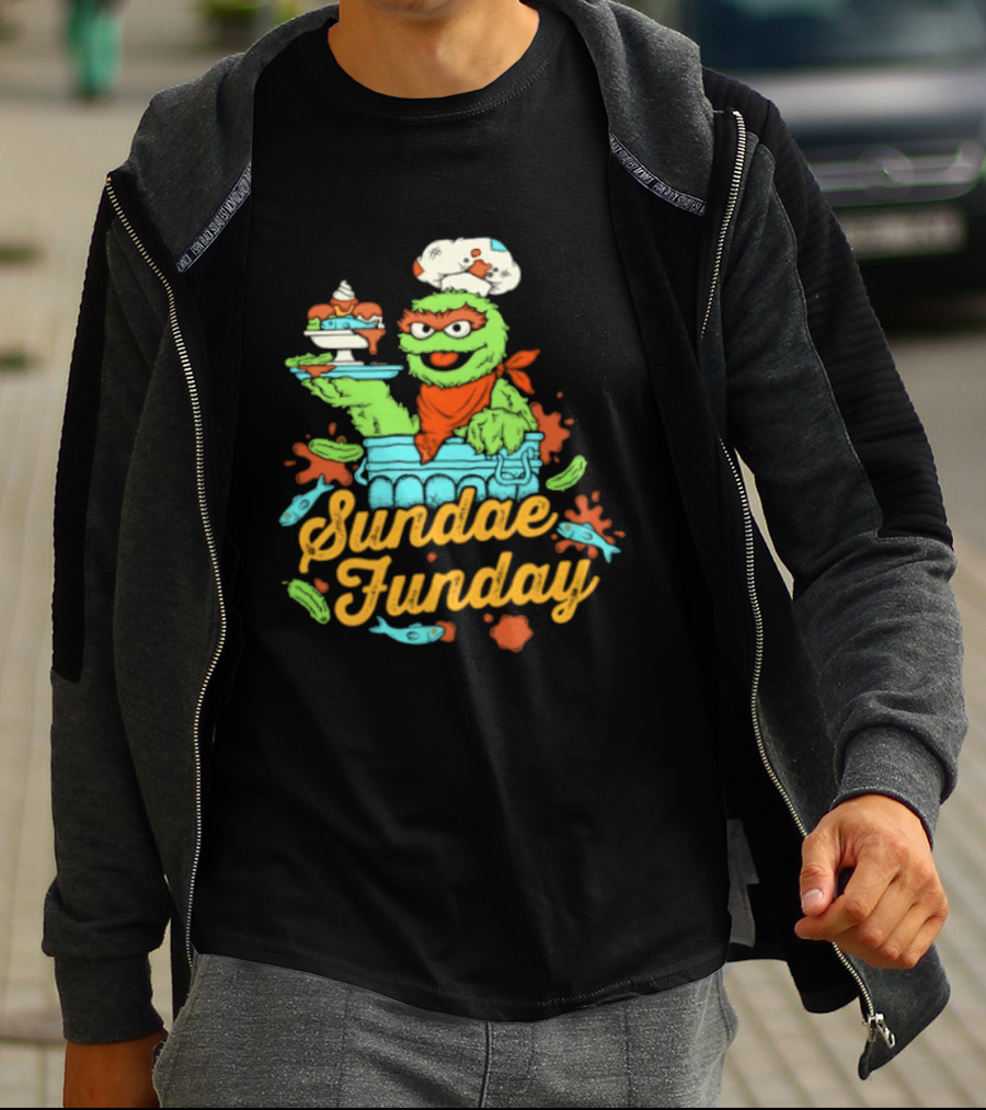Oscar The Grouch Sundae Funday Chef Hat Dessert Landfill T-Shirt