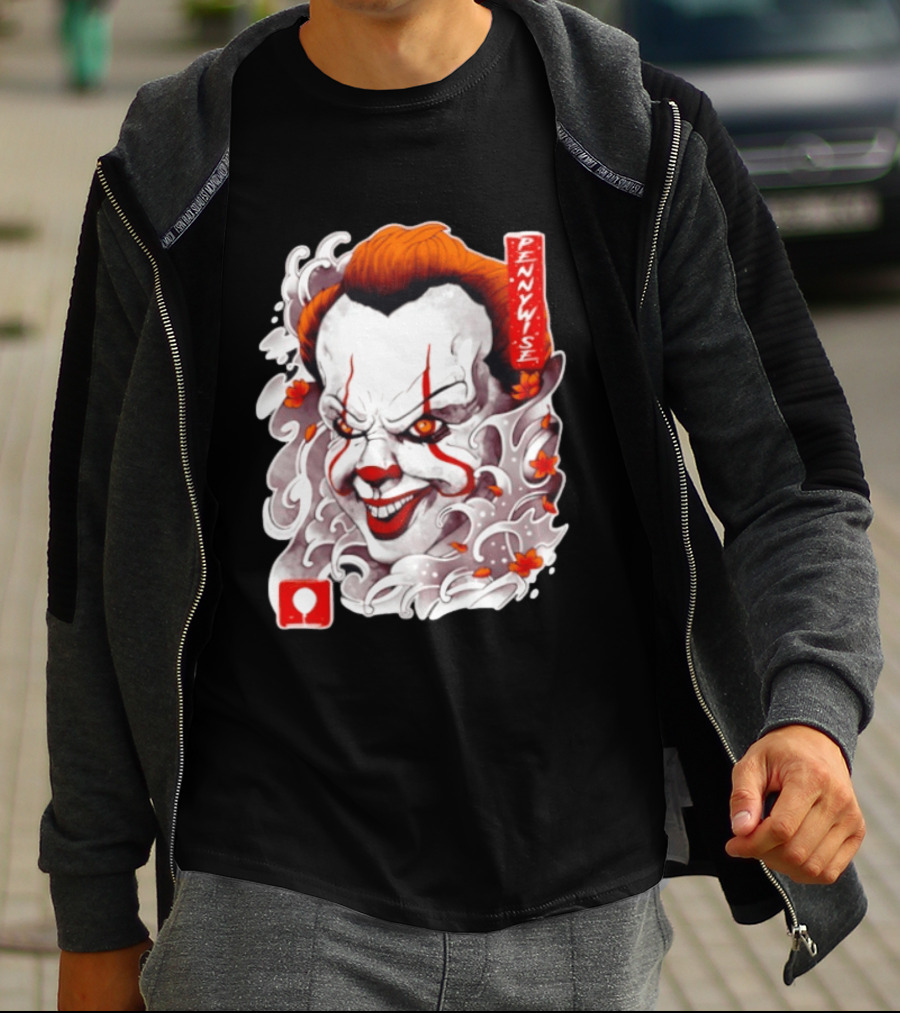 Pennywise Creepy Clown Big Head Horror It Movie Iconic Scary Face Balloon T-Shirt