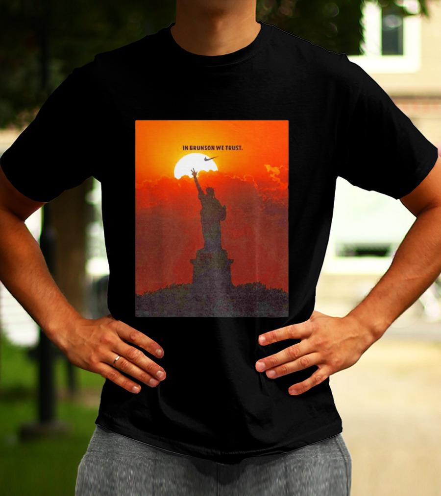 In Brunson We Trust New York Knicks Nike Liberty Sunset T-Shirt