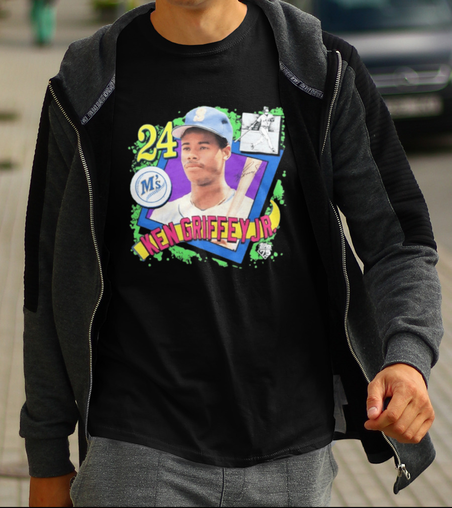 Ken Griffey Jr 24 Seattle Mariners Baseball Card Retro Topps 75 M's T-Shirt