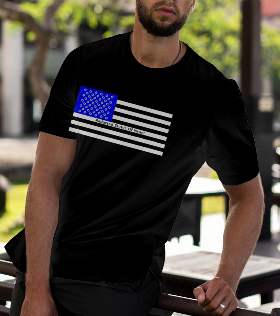 Redacted States Of Israel Flag With Stars And Stripes T-Shirt