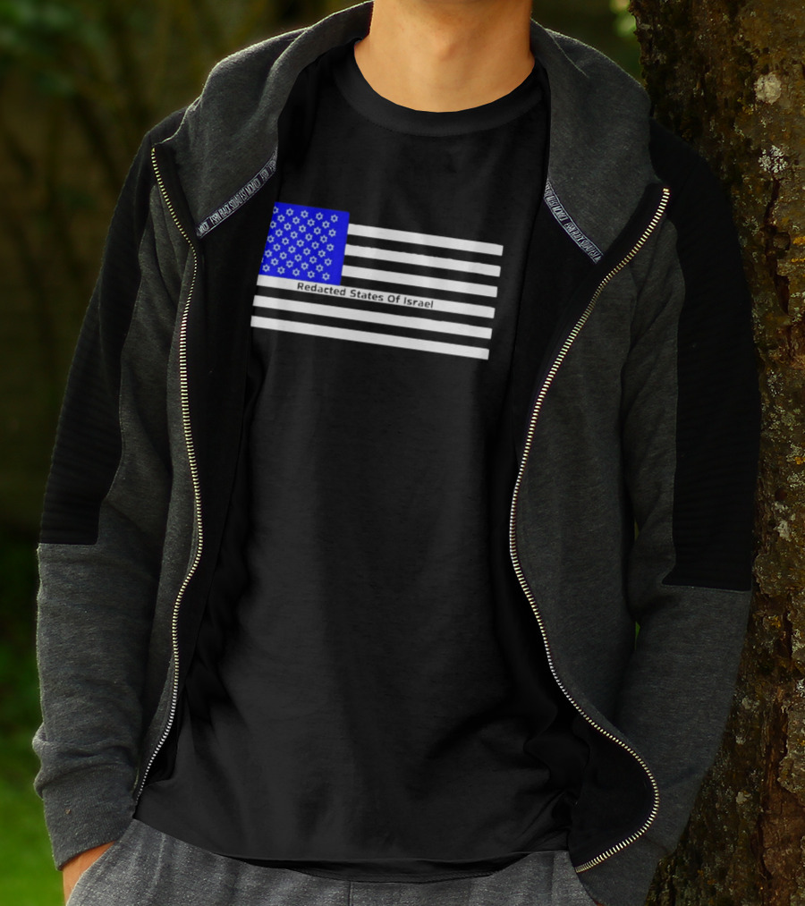 Redacted States Of Israel Flag With Stars And Stripes T-Shirt