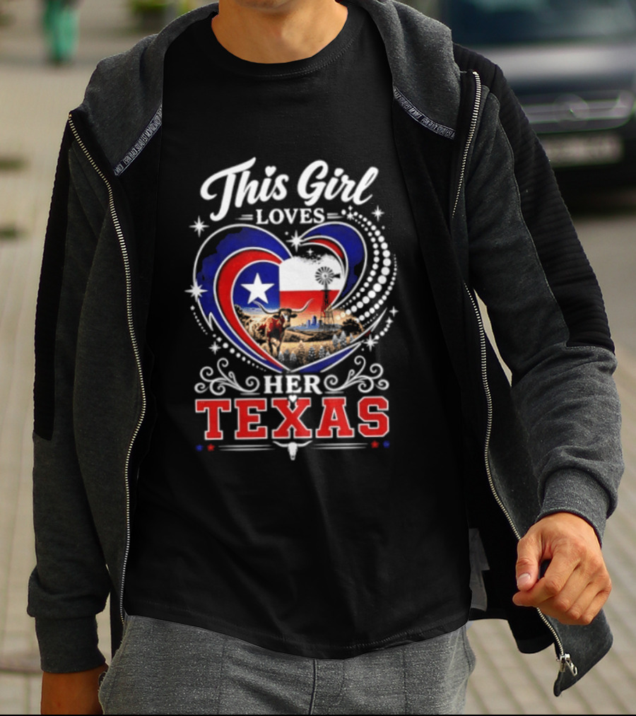 This Girl Loves Her Texas Star Heart Map T-Shirt