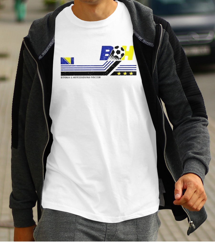 Bosnia Herzegovina Soccer BH Flag Three Stars Football T-Shirt