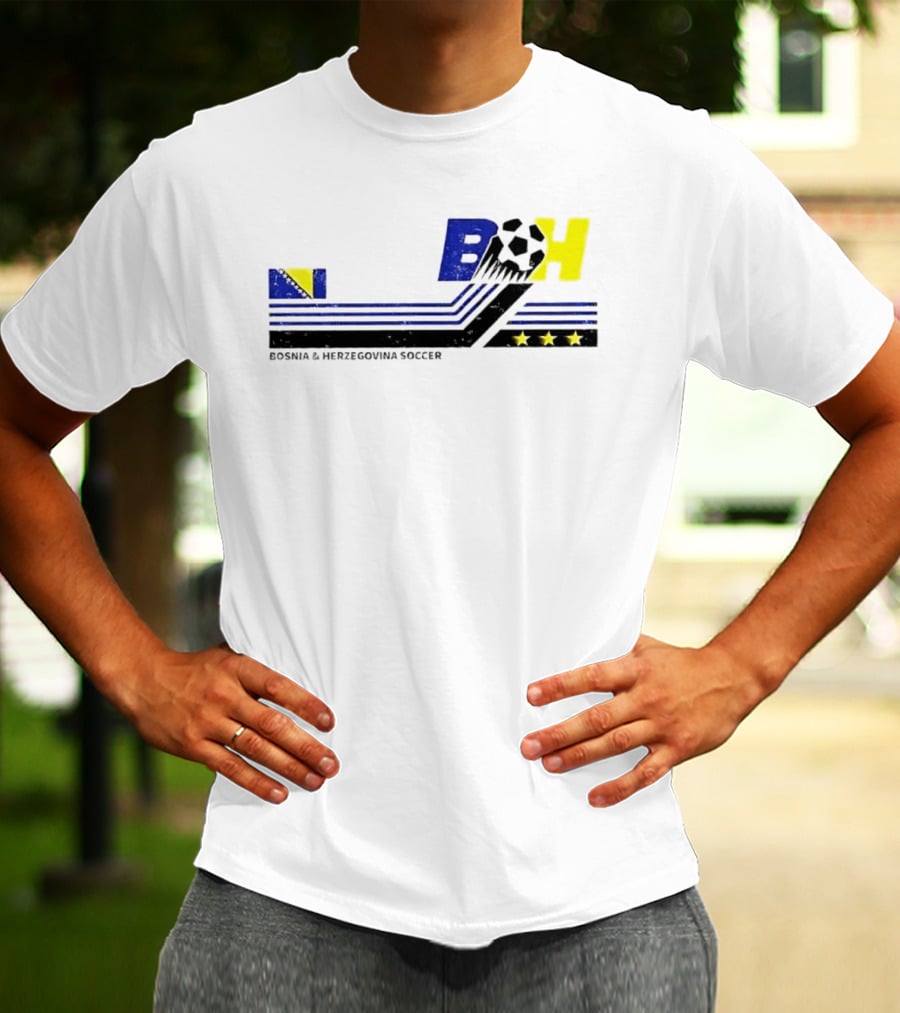 Bosnia Herzegovina Soccer BH Flag Three Stars Football T-Shirt