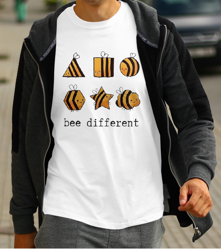 Bee Different Cartoon Bees Triangle Square Star Shapes T-Shirt