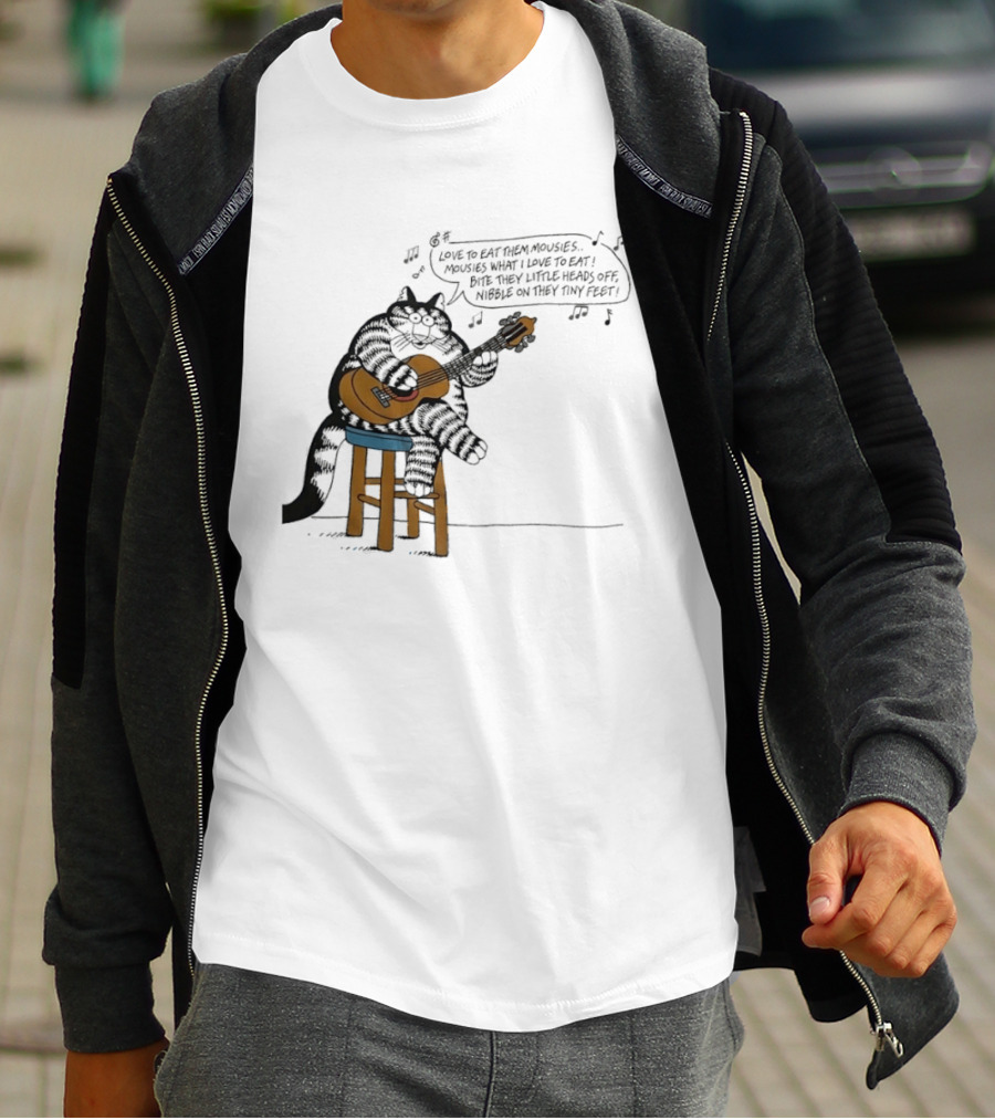 Cat Cartoon Love To Eat Them Mousies Bite Their Little Heads Off Melody T-Shirt