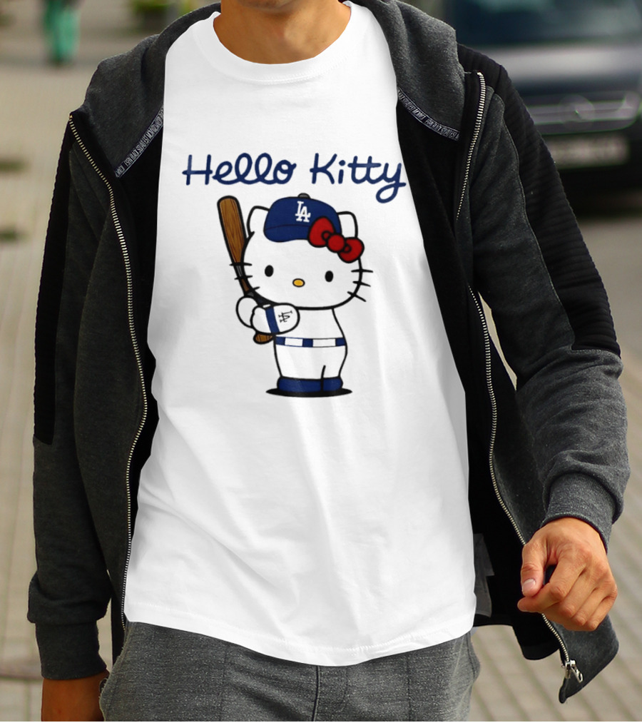 Hello Kitty Los Angeles Dodgers MLB Baseball Player T-Shirt