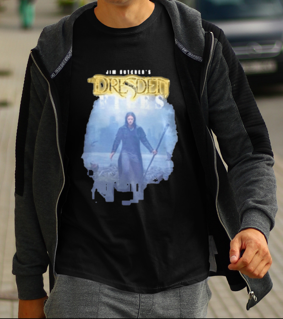 Jim Butcher's Dresden Files Man Holding Staff T-Shirt