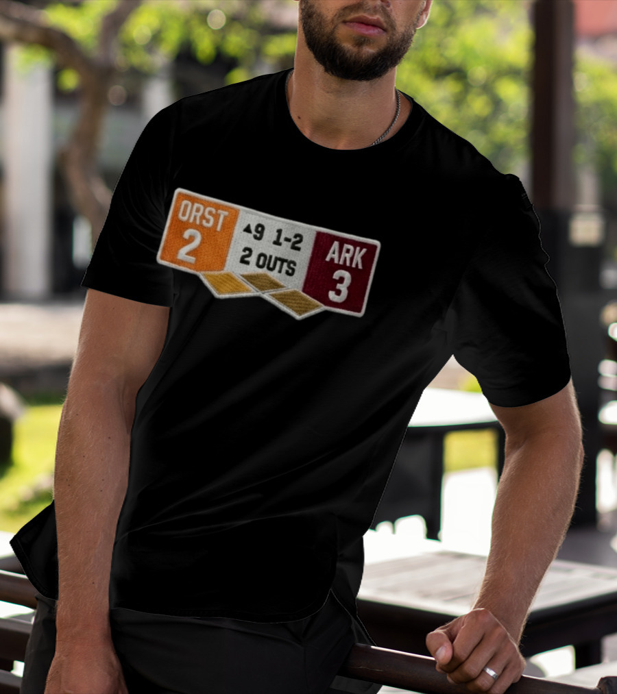 ORST 2 ARK 3 Scoreboard 9 1 2 2 Outs Baseball Patch T-Shirt