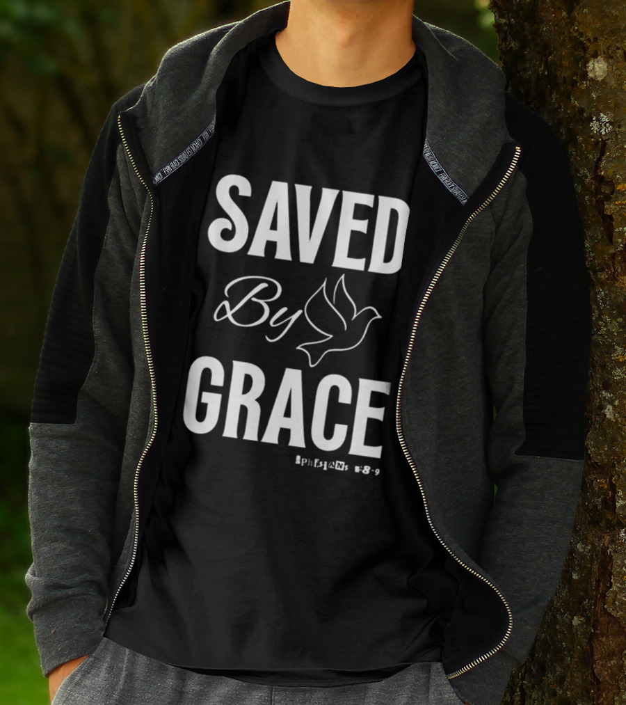 Saved By Grace Ephesians 2:8 9 Dove T-Shirt