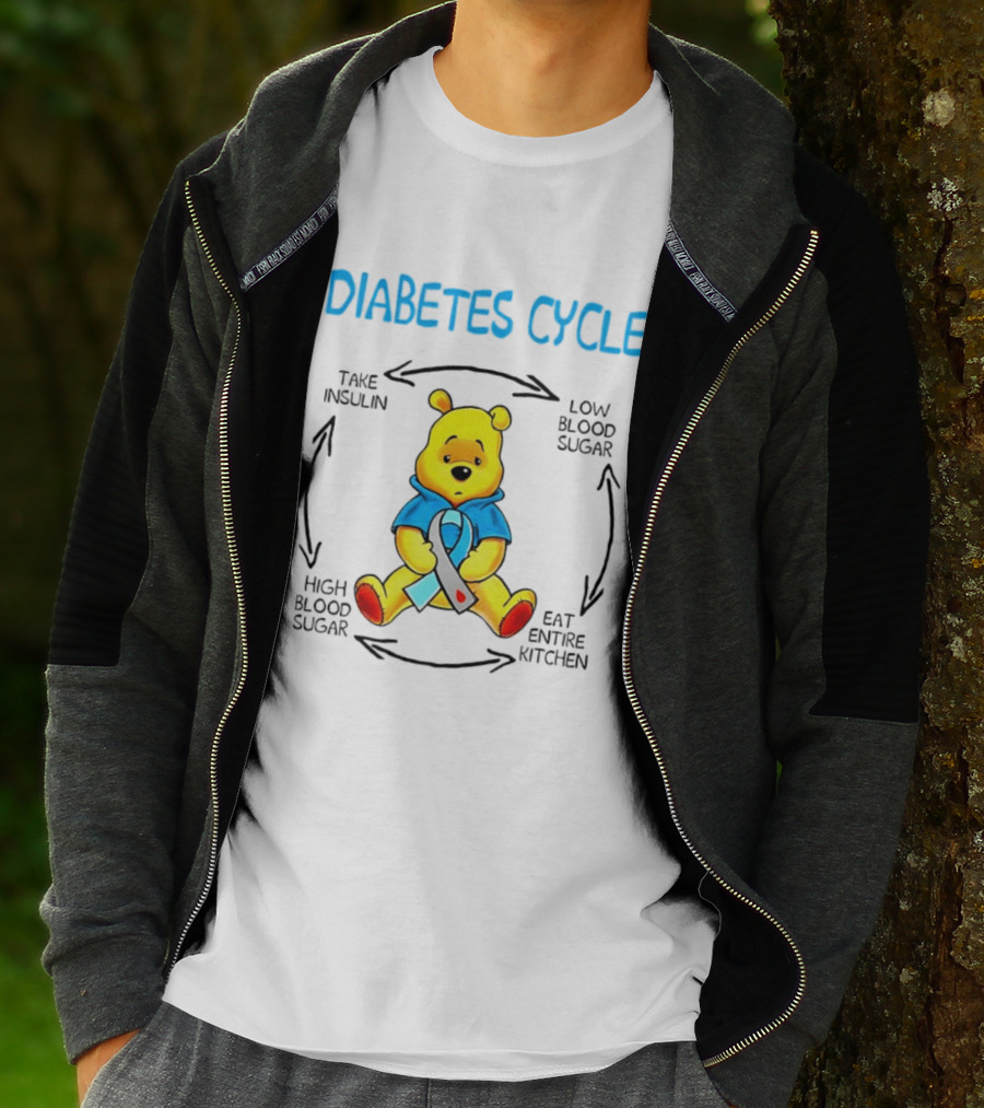 Diabetes Cycle Winnie The Pooh Take Insulin Low Blood Sugar Eat Entire Kitchen High Blood Sugar T-Shirt