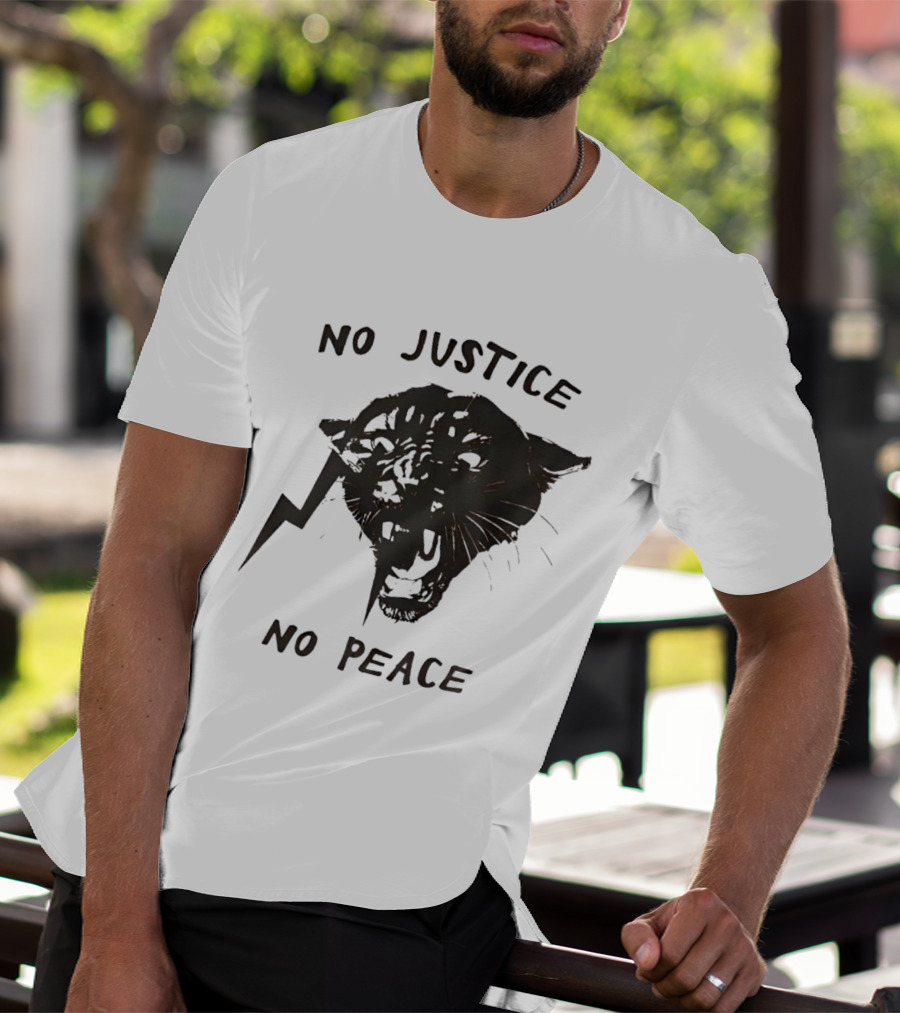 No Justice No Peace Black Panther Roaring Face T-Shirt