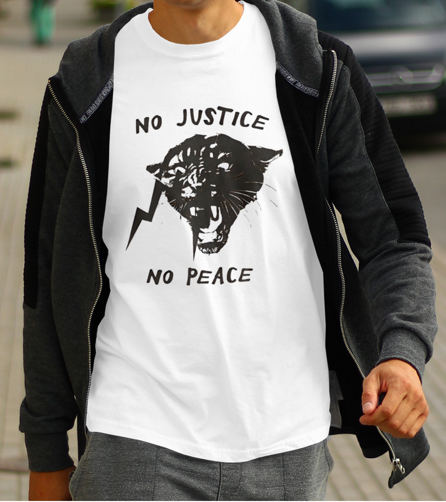 No Justice No Peace Black Panther Roaring Face T-Shirt