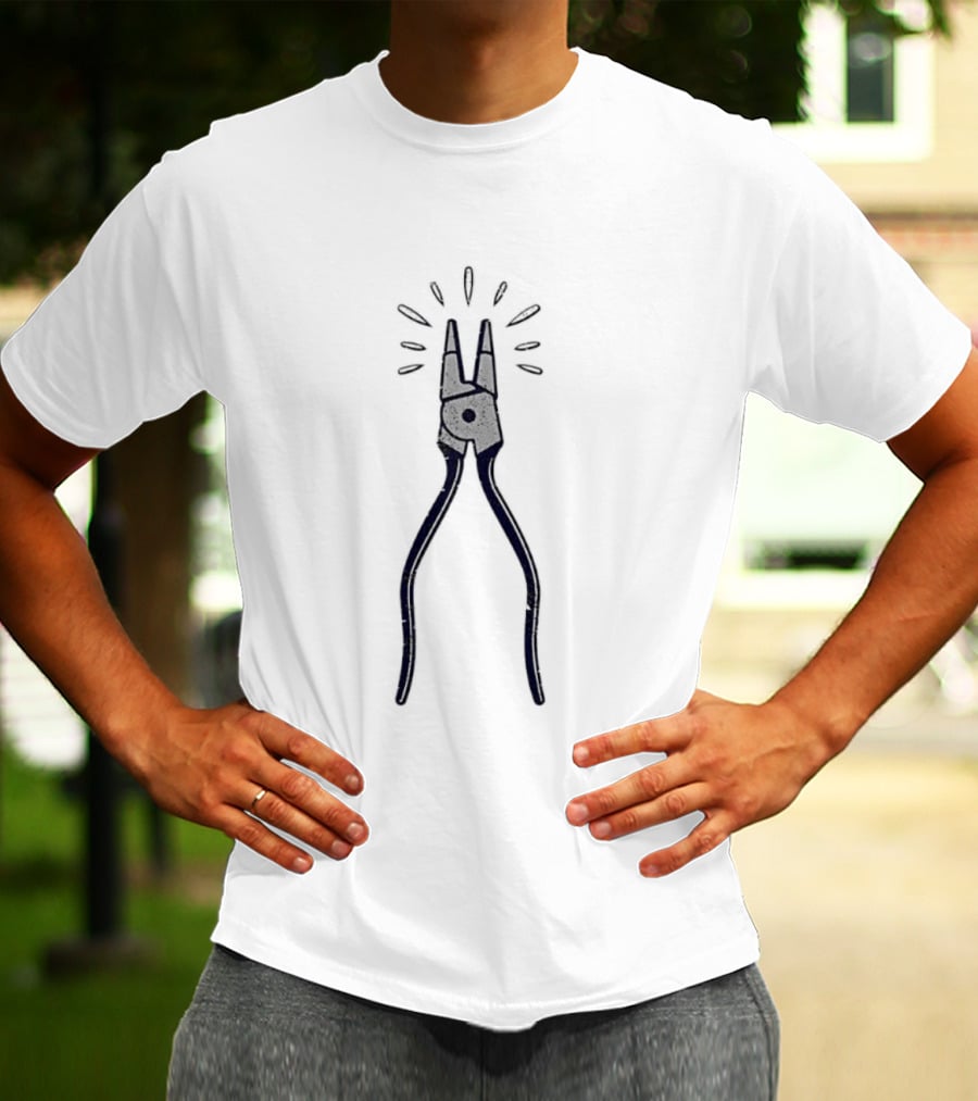 Pliers Mechanic Electrician Plumber Construction Worker DIY Handy Tool Drawing T-Shirt