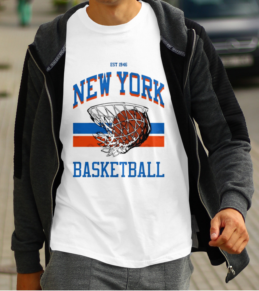 New York Basketball Est 1946 Slam Dunk Net T-Shirt