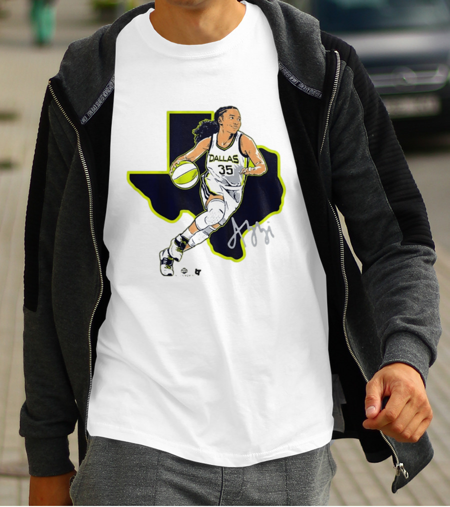 Dallas Basketball 35 Texas Map Player Dribbling T-Shirt