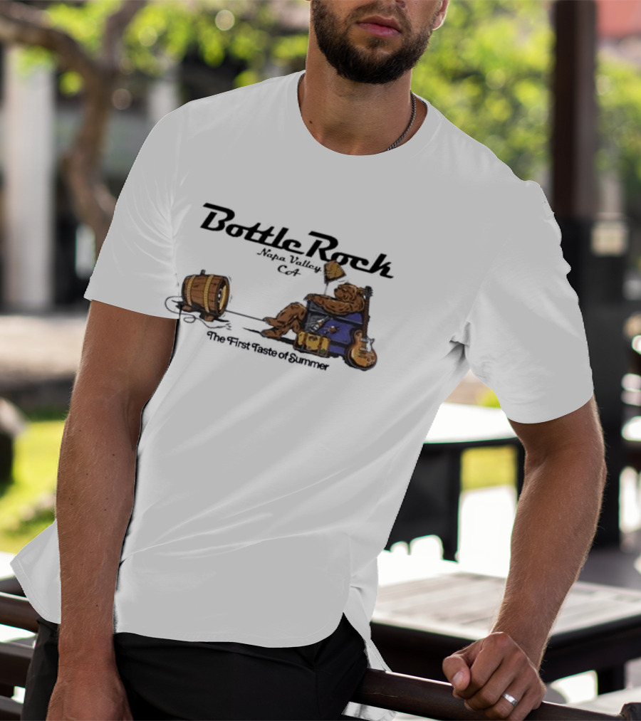 BottleRock Napa Valley 2026 Lineup Bear Relaxing With Guitar And Keg T-Shirt