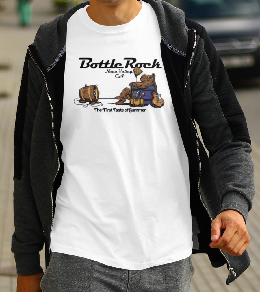 BottleRock Napa Valley 2026 Lineup Bear Relaxing With Guitar And Keg T-Shirt