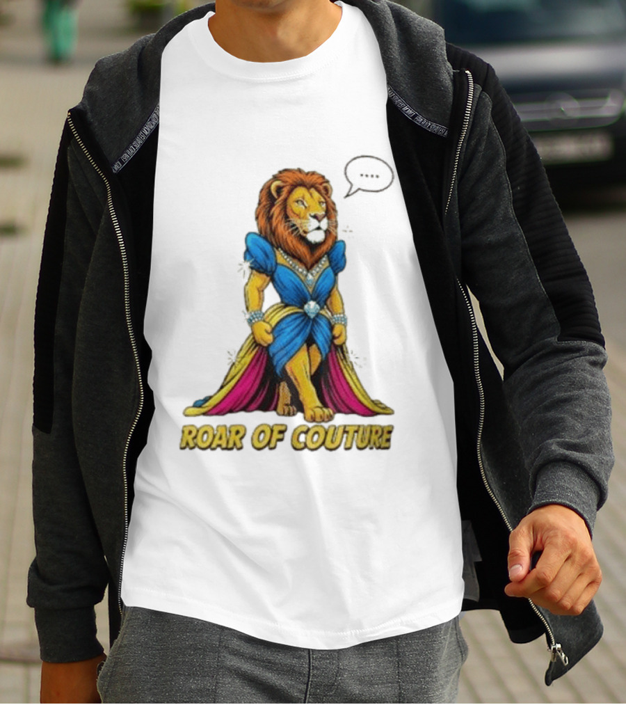 Roar Of Couture Elegant Lion In Royal Blue Gown T-Shirt