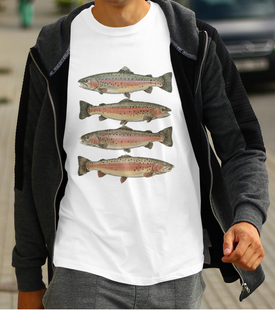 Rainbow Trout River Beauty Fish Stack Vibrant Nature Scene T-Shirt