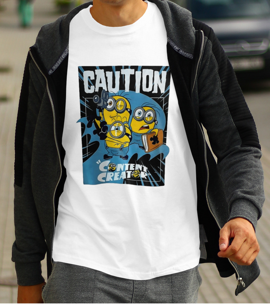 Caution Minions Content Creator Fun T-Shirt